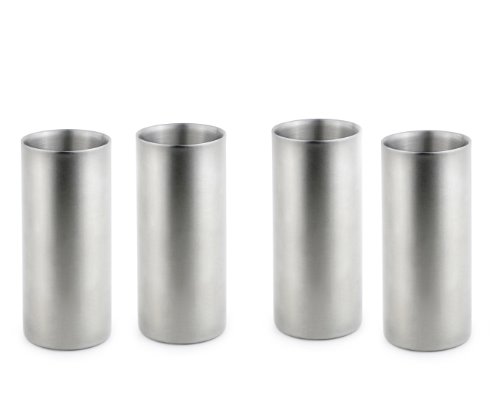 Set of 4 Double-Walled Stainless Steel Drinking Glasses