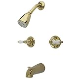 Kingston Brass KB242PL Twin Handle Tub and Shower Faucet with Decor Lever Handle, Polished Brass [並行