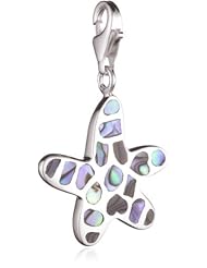 VINANI brand Germany 925 Sterling Silver Charm Pendant Starfish shiny Pieces of Shell Abalone HSSA