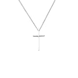 Sterling Silver Polished Stick Cross Pendant, 18