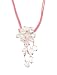 Oi! Rose Quartz Handstrung Flower Pendant With Pink Crystal Centre Hung On Baby Pink Leatherette Necklace - N0608