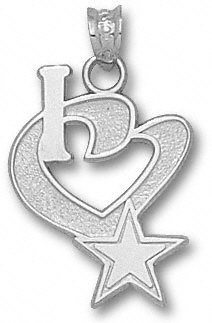 Dallas Cowboys Solid Sterling Silver ''I Heart'' Star 3/4'' Pendant