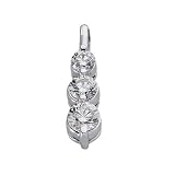 14k White 3 Stone 0.75 Ct Diamond Pendant