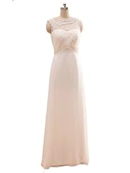 Chiffon Empire   Waistline Floor Length Scoop Neck Sequined Sheer Pleated Evening Dress/Prom Dress/Party Dress 