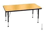 30" x 48" Rectangular Adjustable Activity Table in Maple Edge Banding: Black, Leg Color: Black, Leg Style: Toddler Leg Standard Nylon Glides