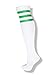 Unisex White Knee High Team Tube Socks w/ Three Various Colored Stripes