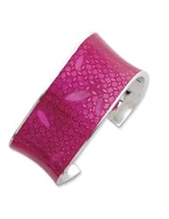 Sterling Silver 30mm Polished Pink Resin Cuff Bangle Bracelet QB160"