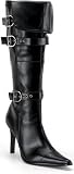 Sexy Tall Black Buckle High Heel Pirate Boots 8 8