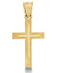 Solid 14k White OR Yellow Gold Religious Cross Pendant Charm (Height = 3/4" , Width = 5/8")