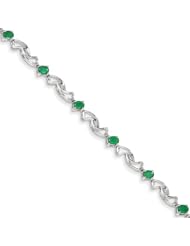 14K White Gold w/ Emerald Gemstone Bracelet