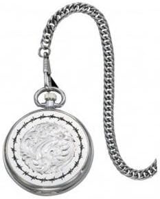 Montana Silversmiths Men's Filigree And Barbed Wire Pocket Watch Silver One Size