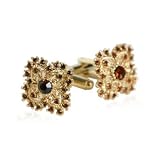 Antique Cufflink Set with Light Topaz Crystal and 14kt Gold Overlay
