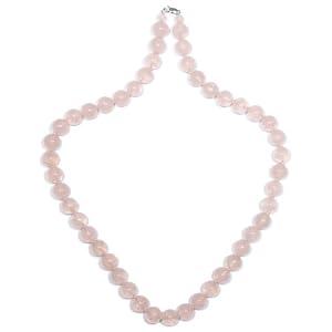 Sterling Silver 12mm Rose Quartz Necklace, 24 by
