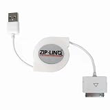 Cables Unlimited ZipLINQ 32-Inch Round Retractable iPod/iPhone USB Charge and Sync Cable - White