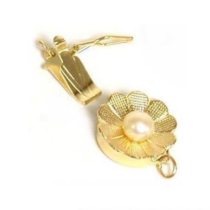 14K Gold Cultured Pearl Clasps w Safety Lock