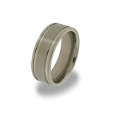 Eve's Addiction Mens Double Groove Titanium Band