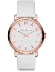 Marc By Marc Jacobs Baker Rose Gold Tone White Leather Watch MBM1283
