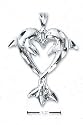 Diamond Cut Kissing Dolphin Pendant With Entwined Tails