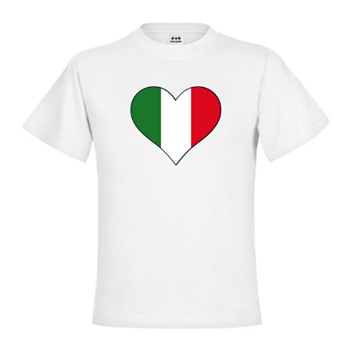 dress-puntos Kids Kinder T-Shirt Italienfahne in Herzform Grün-Weiß-Rot drpt-kt00621-5 Textil white / Motiv farbig Gr. 152/164
