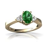 Or jaune 585/1000 Ovale Emeraude Bague