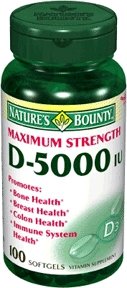 Nature's Bounty Maximum Strength D3 5000IU, 100 Softgels
