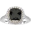 14K White Gold Onyx and Diamond Ring