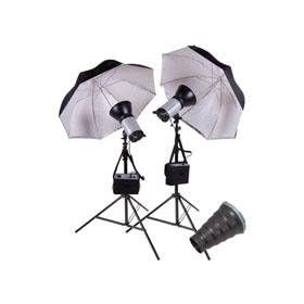 Flashpoint 320M Portable Pack, Portrait Wedding Monolight Kit, with Two 320 Monolights, Portable Battery Packs, 9.5'Stands, Umbrellas, Snoot and Carrying Case