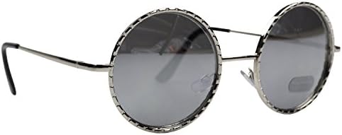 Unisex Retro Hippie Metal Round Circle Frame John Lennon Style Sunglasses Silver