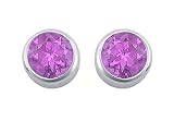Sterling Silver Bezel-Set Amethyst Stud Earrings