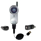 Retractable USB Hot Sync Compact Kit with Car & Wall Charger for the Motorola V70 - Gomadic Brand w/ TipExchange Technology