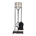 Panacea 15006 Antique Fireplace Toolset with Brass Handles, 5 Piece set
