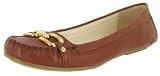 COACH Flynn Womens Tumbled Leather Slip On Ballet Flats Dress Shoes Cognac Brown