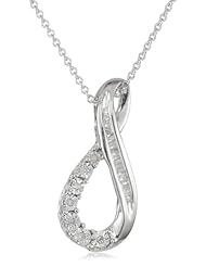 Sterling Silver Diamond Drop Pendant Necklace (1/10 cttw, I-J Color, I2-I3 Clarity), 18"