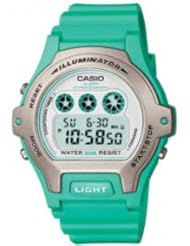 Casio Womens Calendar Round Case Silver Dial and Green Resin Band Watch LW202H-3A