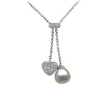 Natural South Sea Drop Pearl & Diamond Necklace in 18kt White Gold