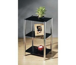 Black Glass Chrome and Steel 3 Tier Shelf Coffee End Table Unit 31thA1Wnh8L