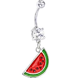 Clear Cubic Zirconia Watermelon Belly Ring