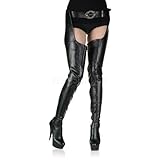 Black Platform Thigh High Chap Crotch Boots - 6