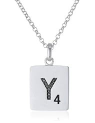 Scrabble 925 Sterling Silver 0.03ct Diamond Initial Y Pendant Necklace, 18"