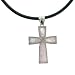 Rose Quartz Inlay Cross Frame Pendant - 35x47mm - 18-20" Adjustable Necklace Included