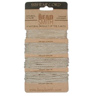 Natural Hemp Twine Bead Cord Four Size Variety ( 10,20,36,48 LB) 30 Feet Each