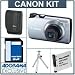 Canon Powershot A3300 Digital Camera Kit - Silver - with 8GB SD Memory Card, Camera Case, Table Top Tripod, Spare NB-8L Type Lithium-ion Battery