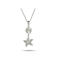 Sterling Silver Sand Dollar and Starfish Drop Necklace