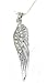 Gorgeous Single Angel Wing Feather Charm Necklace with ICE Austrian Crystals Silver Tone