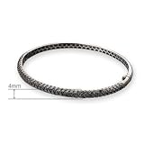 18K White Gold Oxidized Channel Set Double Layer Round Black Diamond Accents Bangle