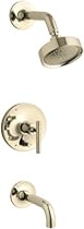 Hot Sale KOHLER K-T14421-4-AF Purist Rite-Temp Pressure-Balancing Bath and Shower Faucet Trim with Push-Button Diverter, 7-3/4" Spout and Lever Handle, Valve Not Included, Vibrant French Gold
