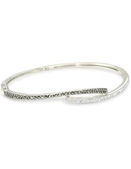 Judith Jack "Crystal Glitz" Sterling Silver, Crystal and Marcasite Crossover Bangle Bracelet