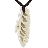 Hand Carved White Bone Magnolia Fleur Pendant