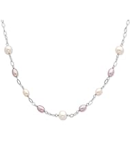 Sterling Silver White & Purple Freshwater Cultured Pearl W/2in Ext. Necklac
