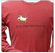 Designer Cotton Long Sleeved T-Shirt - Garment Dyed "Dirty Dogs Have More Fun" Long Sleeved T-Shirt for Adults - Crimson - X-Small